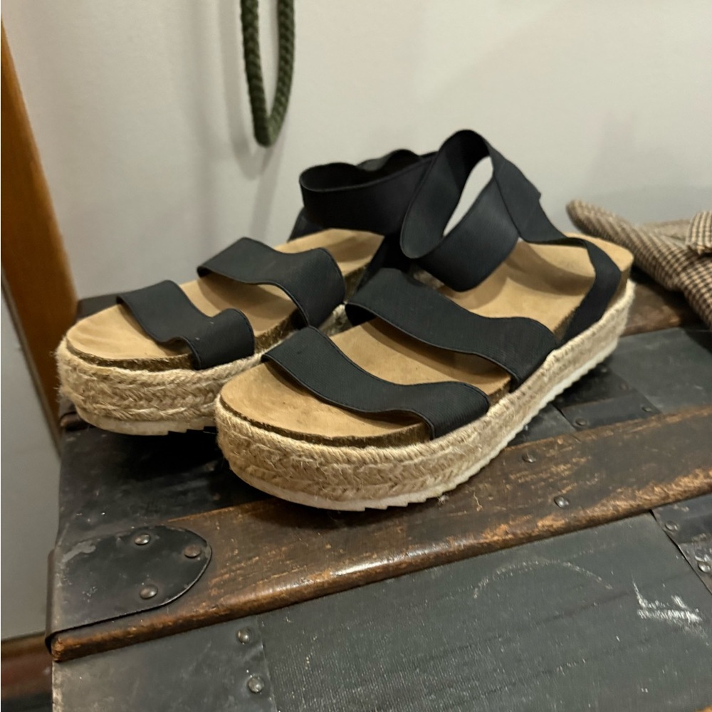 Black Espadrille Platform Sandals